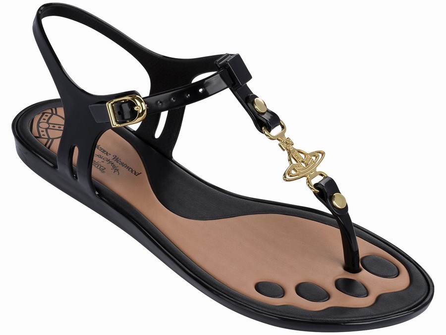 Sandalias Melissa Vivienne Westwood Solar Mujer - Negras - Argentina BFZ-431290